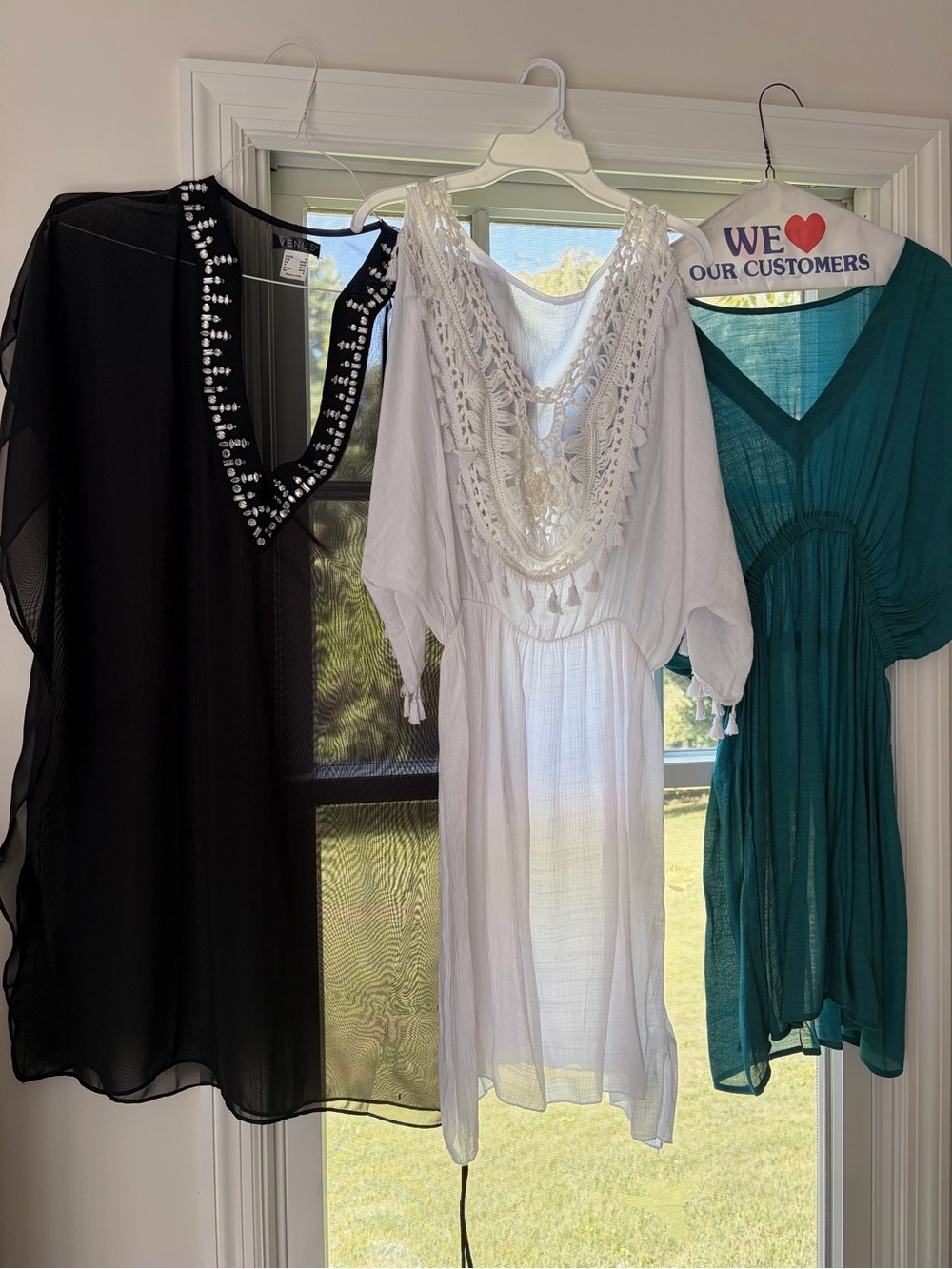 VENUS Black, White & Teal Swim Coverup Trio